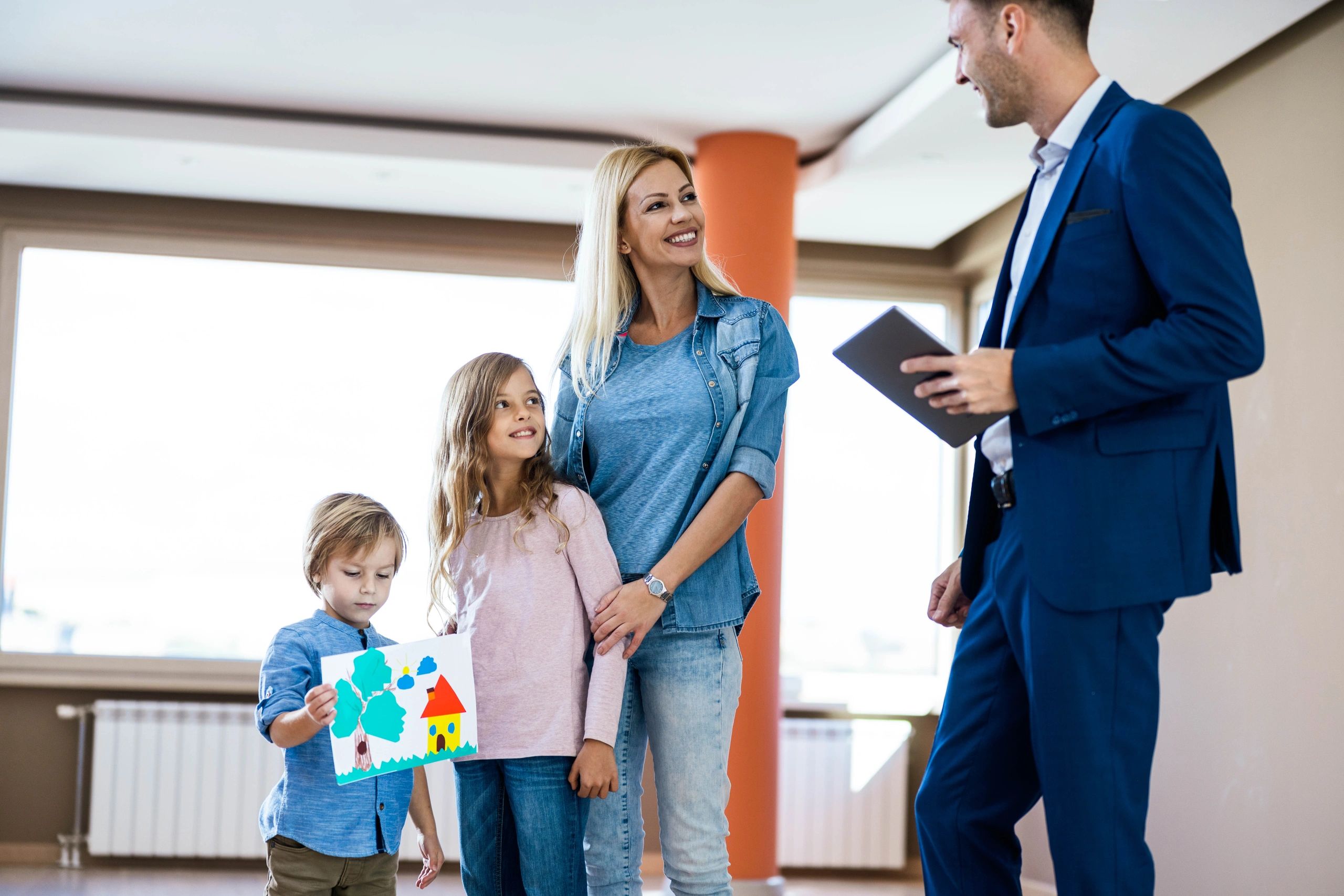happy family buying house